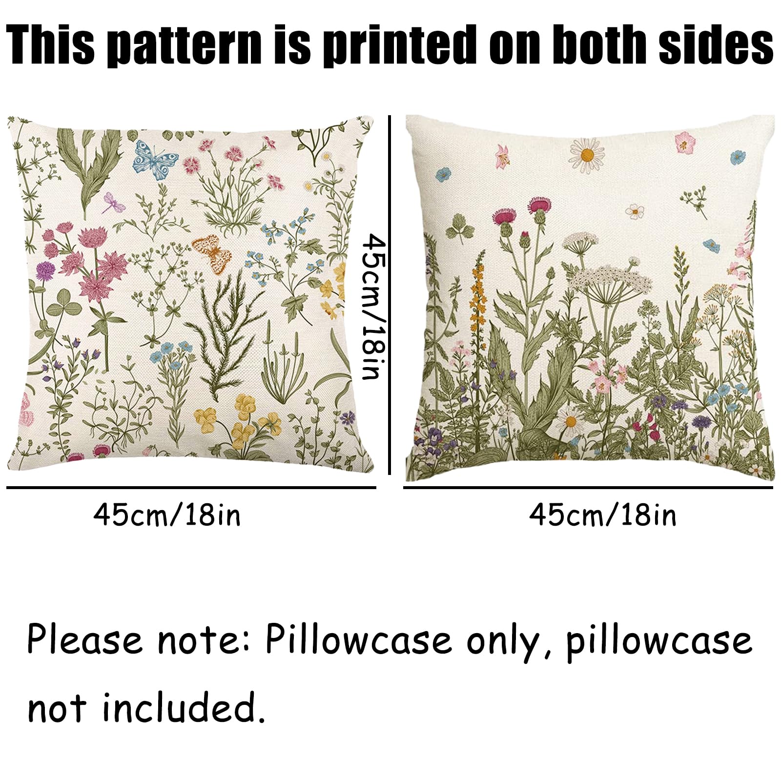 Housses De Coussin Carrées Réversibles 45x45cm - Lot De 2, Tissu Coton/lin, Style Bohème - Pour Canapé, Lit, Extérieur