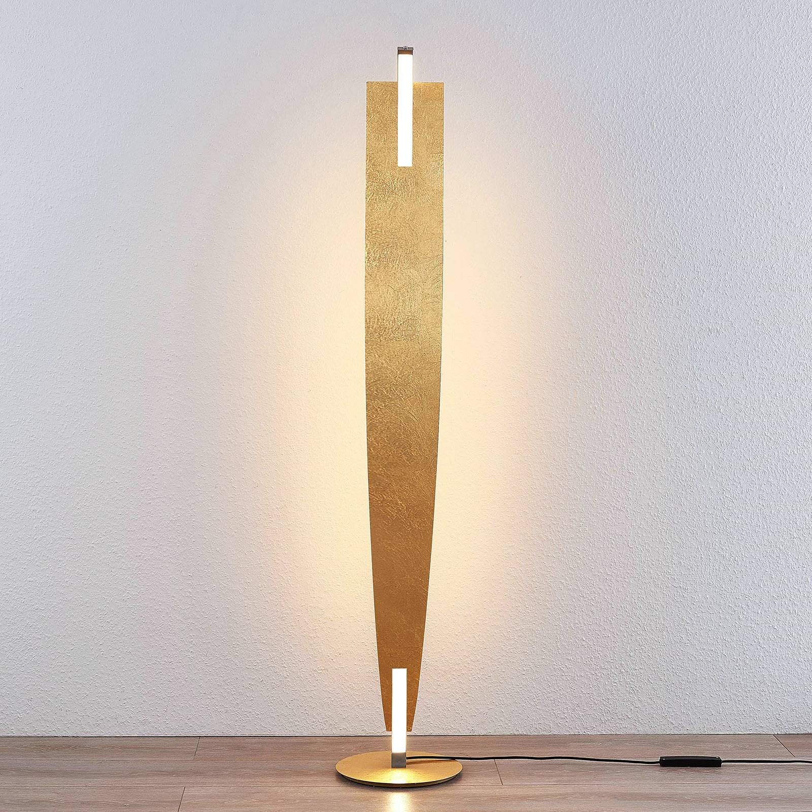 Lucande lampa podłogowa LED 'Marija' z możliwością ściemniania, styl nowoczesny, m. in. do salonu, jadalni, kolor mosiężny, złoty, metal