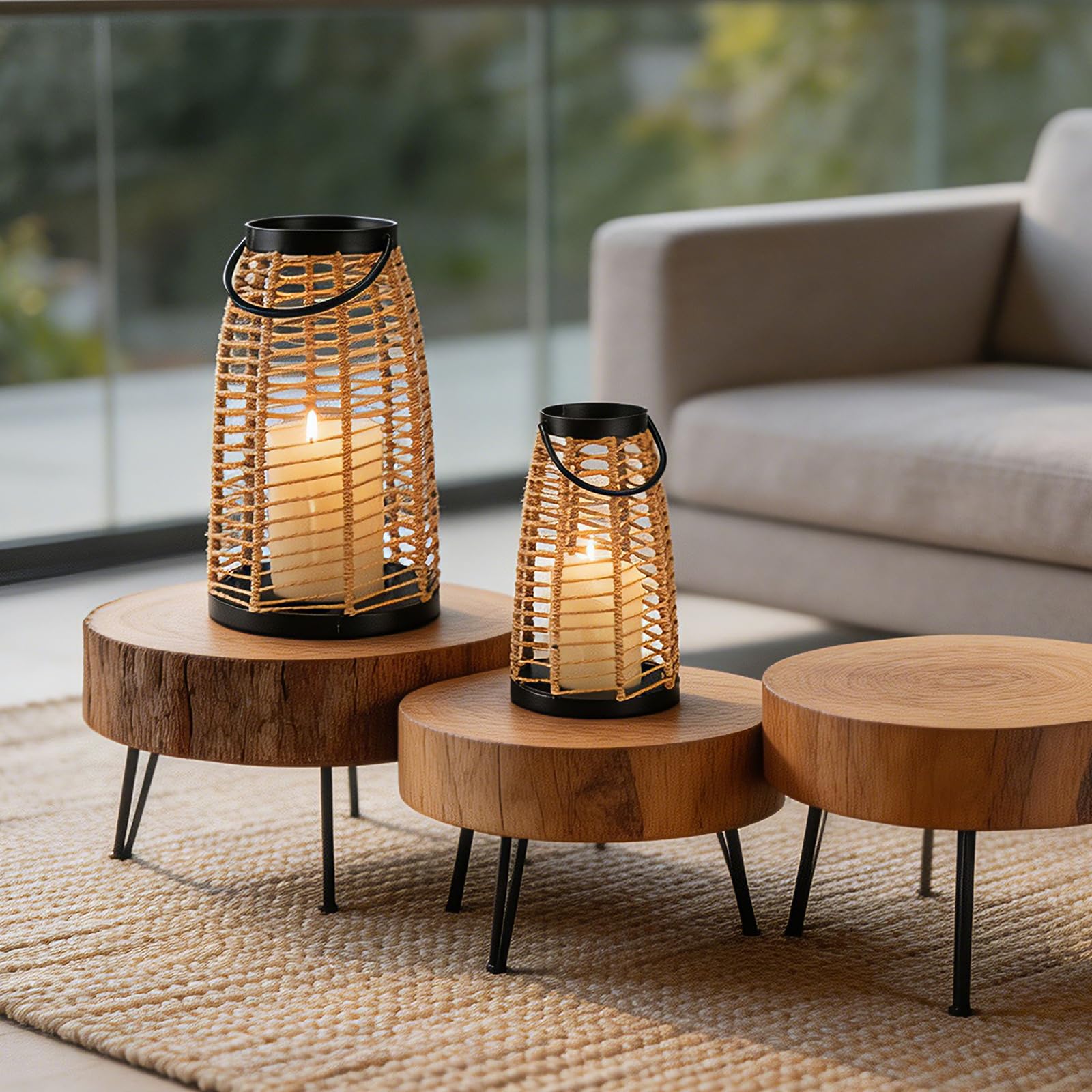 Lanternes décoratives en rotin style bohème pour intérieur et extérieur