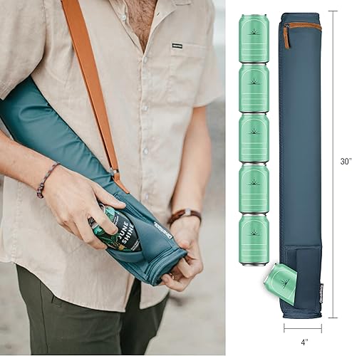 Miniatura 9 de CleverMade Funda térmica para tubo de cerveza  6 latas72 oz MidnightBlack Bolsa de refrigeración portátil con correa para el hombro, a prueba de