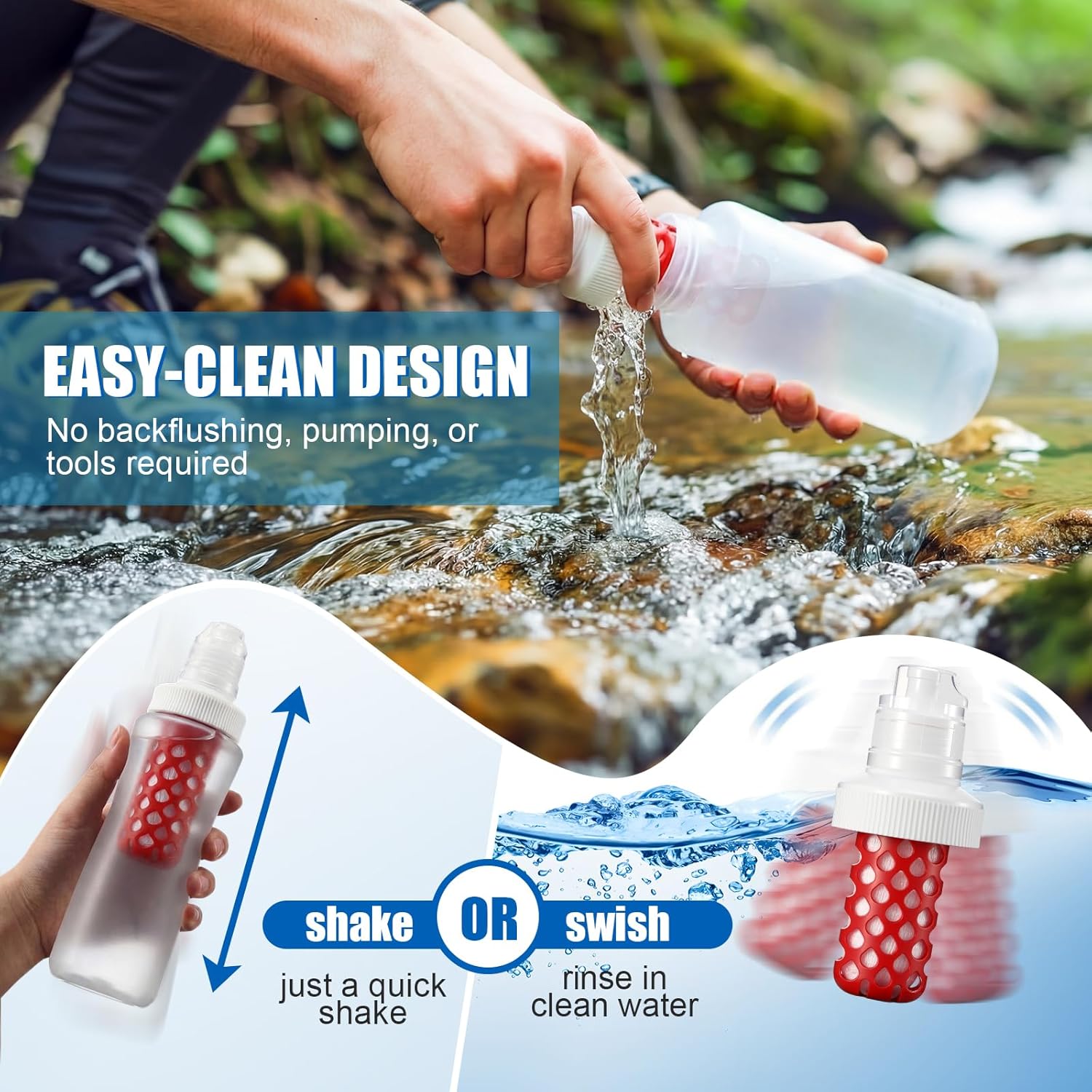 Yerliker 4 Pack Water Filter Replacement Cartridge Compatible with Katadyn BeFree 42mm Openings Wide-Mouth Portable Purifier for Hiking Camping Travel Water Filtration Stamina Sports