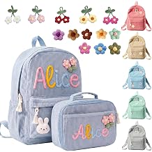 Magimagine Personalized Kids Corduroy Backpack Custom Name School Bag for Preschool, Kindergarten, and Elementary Students, Lightweight Travel Rucksack for Boys and Girls