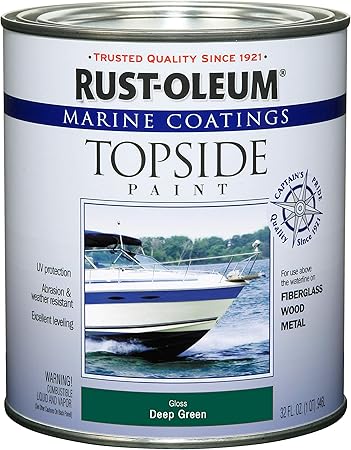 Rust Oleum Deep Green 207007 Marine Coatings Topside Paint Quart 32 Fl Oz Pack Of 1 Boating Painting Supplies Amazon Com