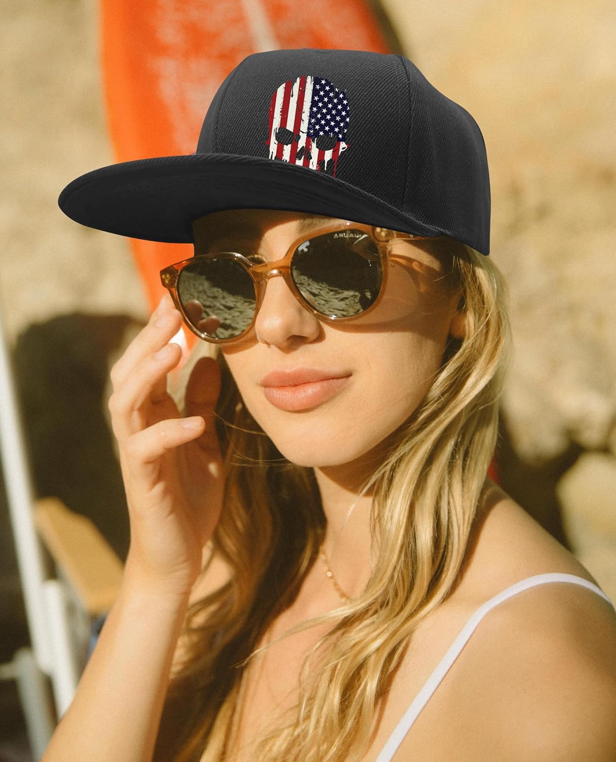 Negi Snapback Hats for Men Flat Bill Hats,American USA Flag Hat,Black Baseball Cap Gift for Men Trucker Dad - Image 6