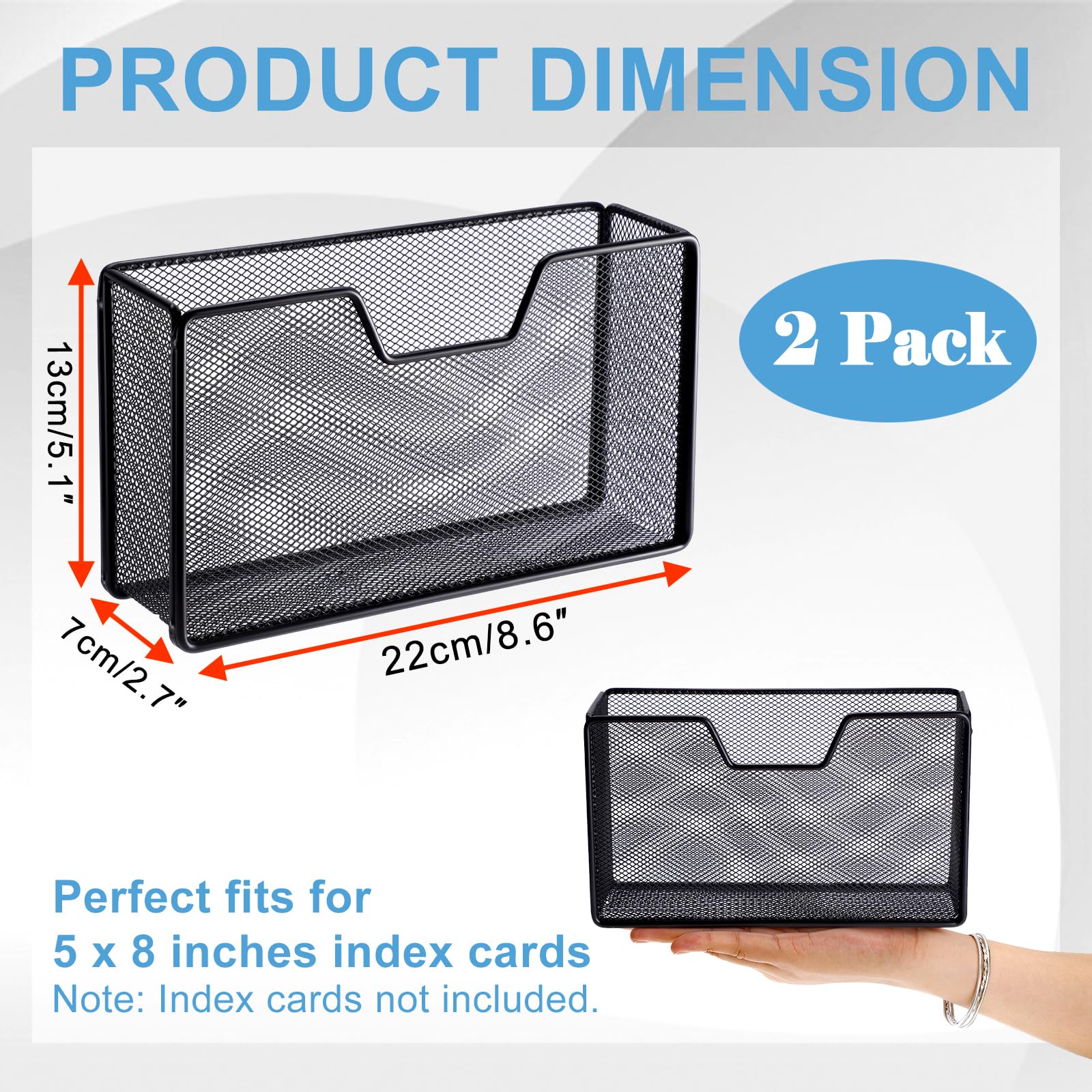 BTSKY Karteikartenhalter, 12,7 x 20,3 cm, Metalldrahtgeflecht | Moderner Schreibtisch-Notizkarten-Organizer, Büro-Schreibtisch-Organisation für Notizkarten, Postkarten, Rezepte, 1 Stück