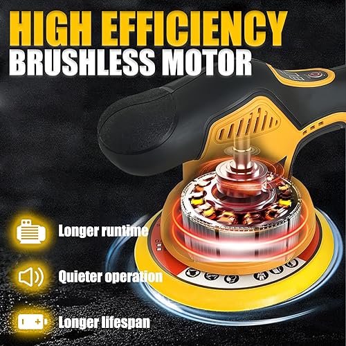 Miniatura 3 de Pulidora inalámbrica de coche para batería Dewalt de 20 V, pulidores y amortiguadores con 6 velocidades variables de hasta 6800 RPM, pulidora