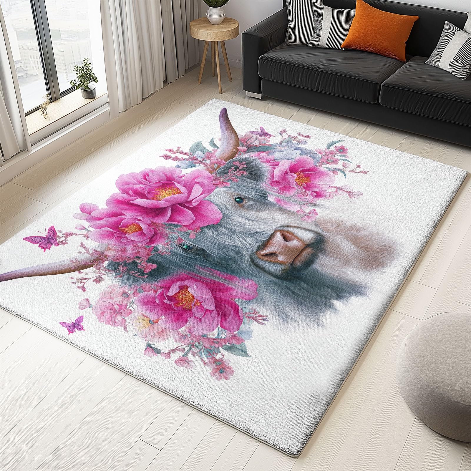 Tapis salon entretien facile rectangulaire doux 120x170 floral