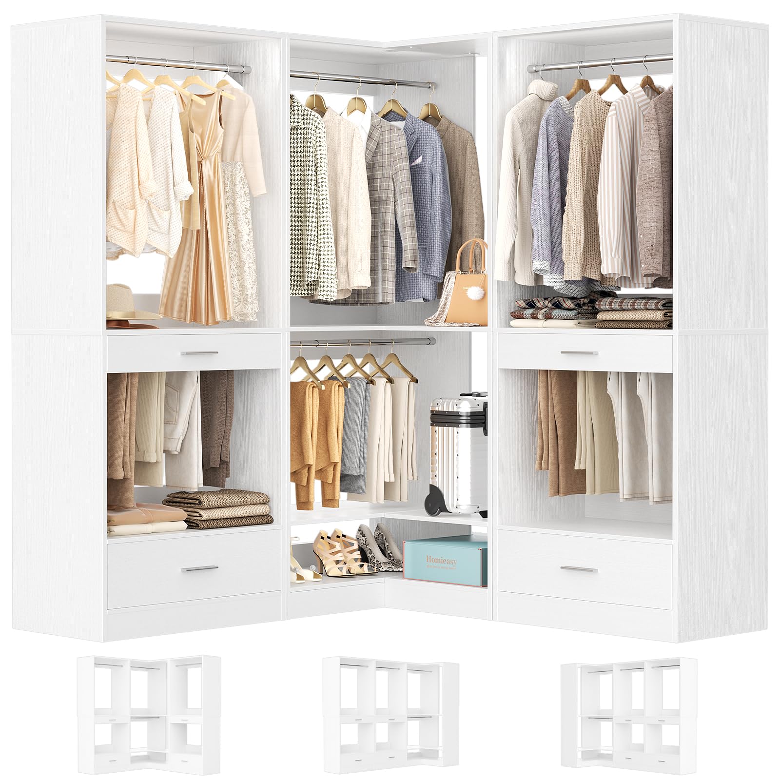Amazon.com: Homieasy Closet System Organizer of 3 sets, Wardrobe