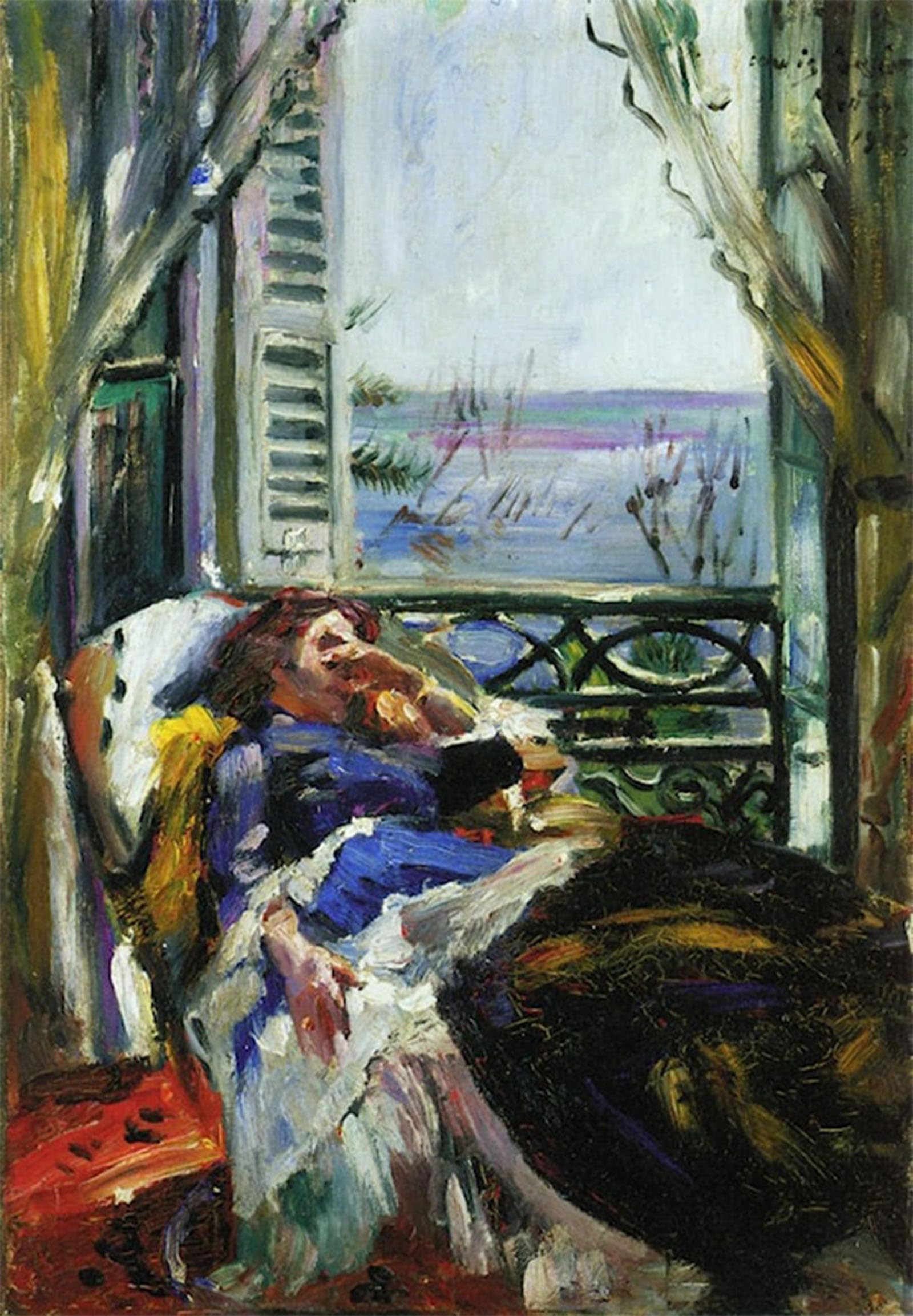POSTERIIk Vintage Art Print Images Pictures Print Woman in a Deck Chair by the Window Lovis Corinth Modern Colour Posters for Office Home Decor 60x90cm