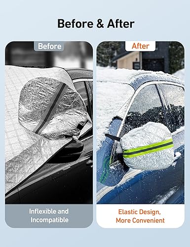 Miniatura 3 de AstroAI Cubierta de nieve para parabrisas, cubierta de parabrisas para hielo y nieve, protección de 4 capas para nieve, hielo, rayos UV, heladas y