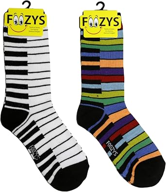 Foozys Womens Crew Socks | Colorful Piano Keys Musical Notes Novelty | 2 Pair