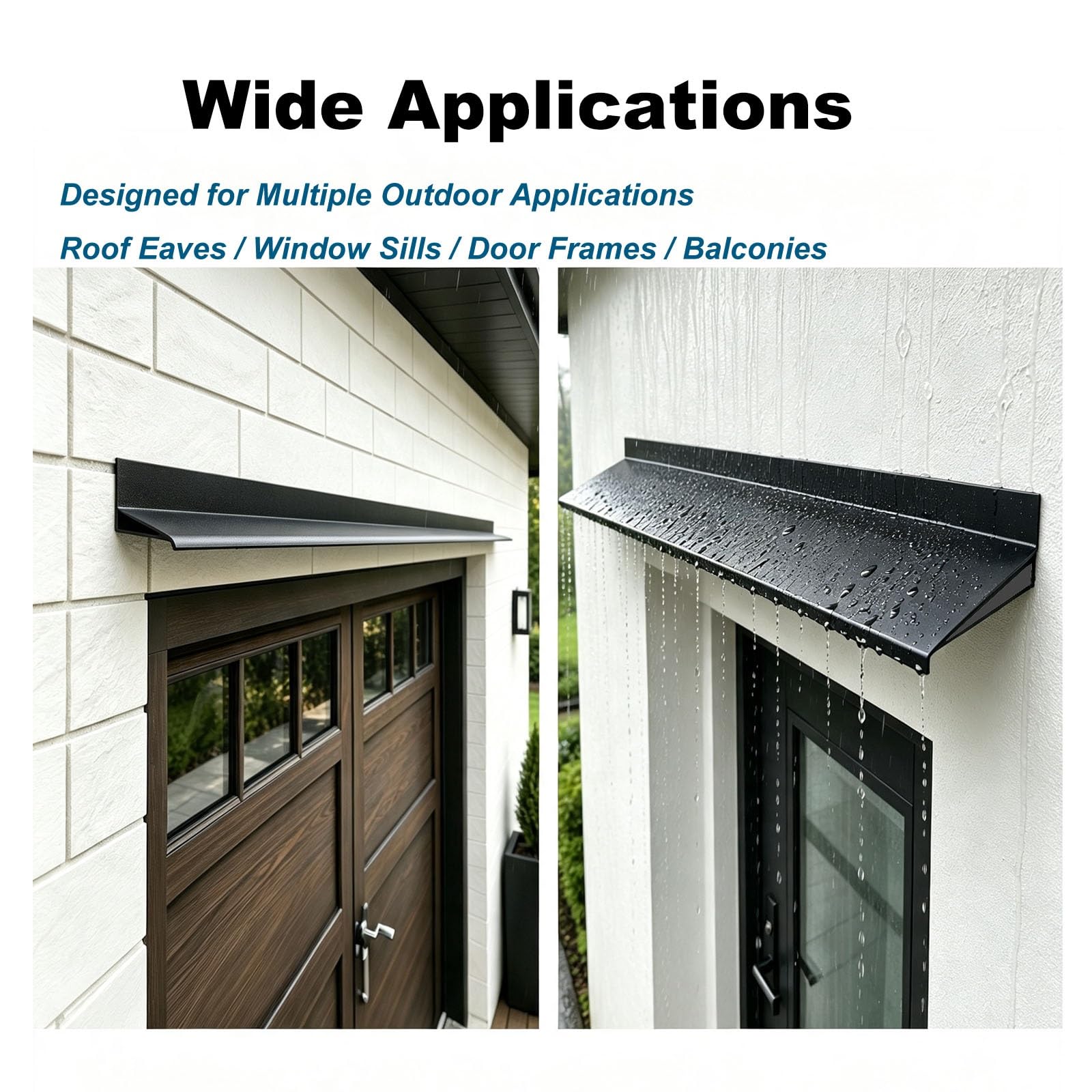 Perfil vierteaguas vertical, fijación con pegamento y tornillos | Deflector de lluvia de aluminio, diseño 90° para aleros, ventanas y balcones(12 Pack)