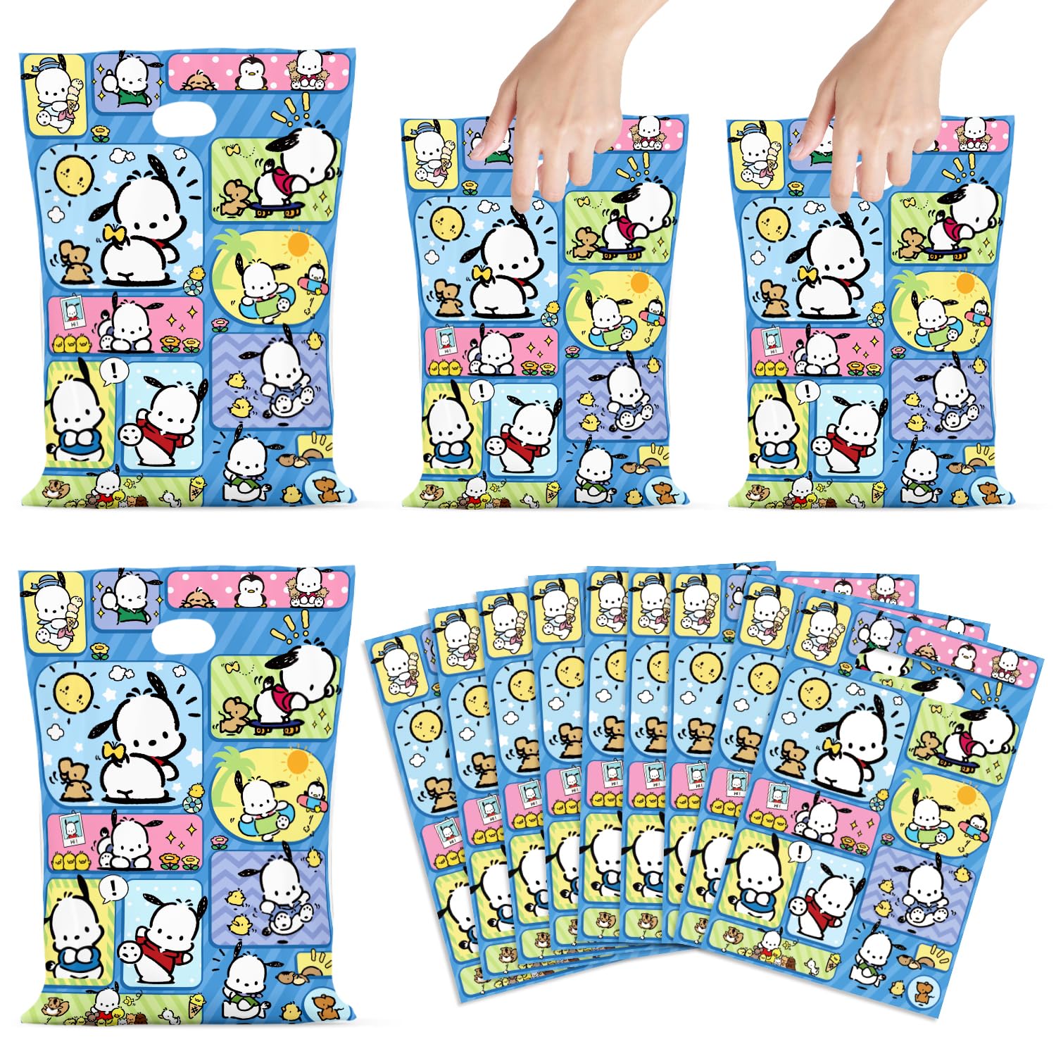 CHAMPBULL 30Pcs Pochacco Party Gift Bags, Gift Bags Party Supplies Birthday Decoration Pochacco Party Decorations