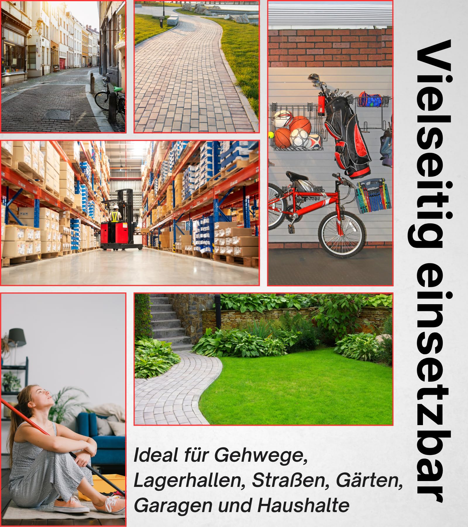 Robuster Besen mit 120 cm Stiel | Nylonborsten | Straßenbesen & Zimmerbesen | Industrie-, Hallen- & Gartenbesen | Verschiedene Breiten 300–1000 mm (Besen 500 mm + Stiel 120 cm)
