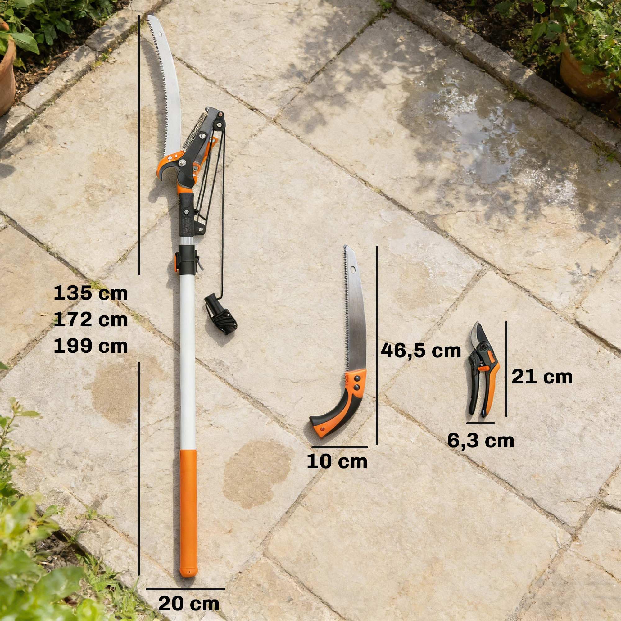 Outsunny 2-w-1 piła do gałęzi, 6,5ft aluminiowa sekator, ostre ostrze