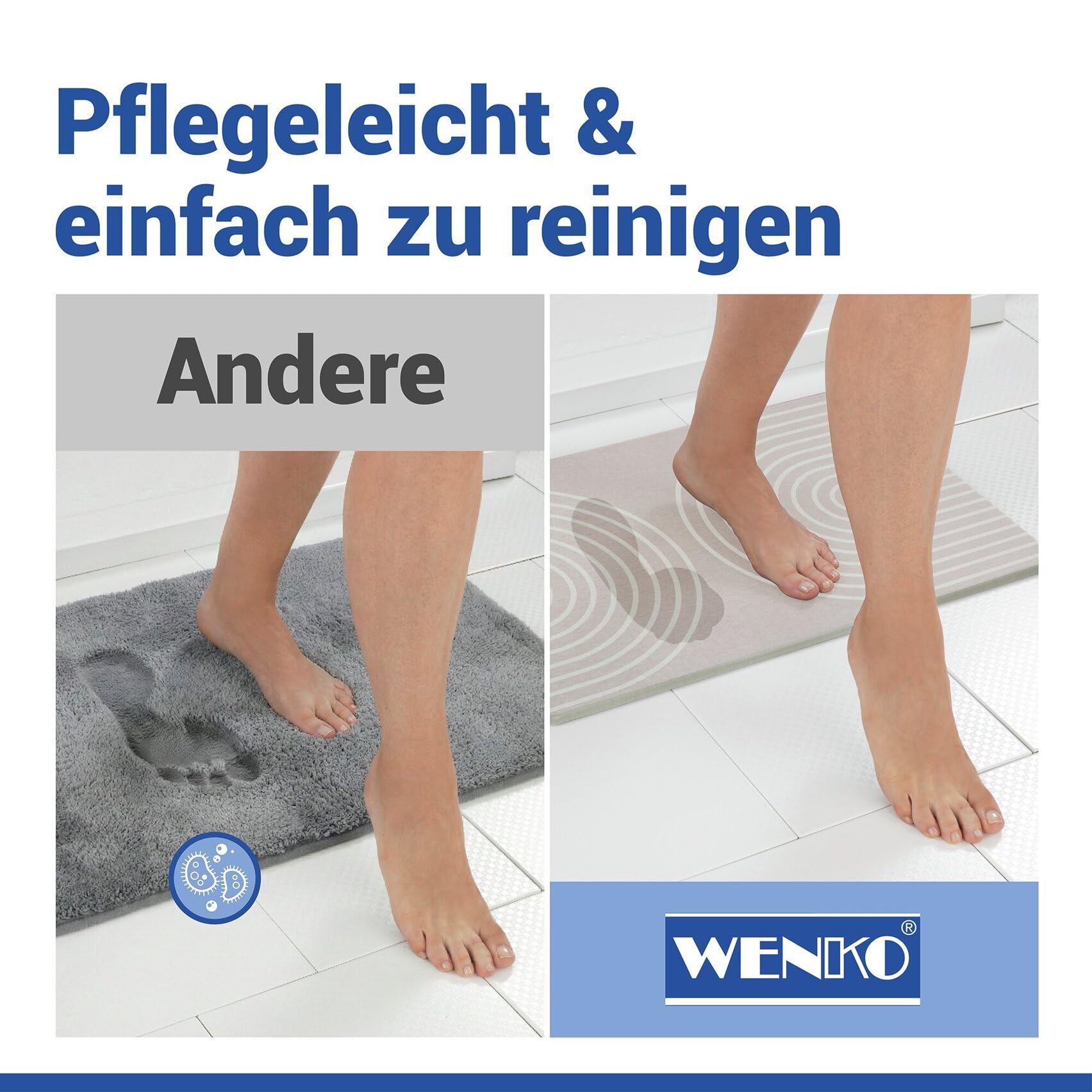 WENKO rutschfeste Badematte Mod. Nazca, schnelltrocknender Badvorleger aus Diatomit (Kieselgur), stark wasserabsorbierend, saugfähiger Duschvorleger, beige