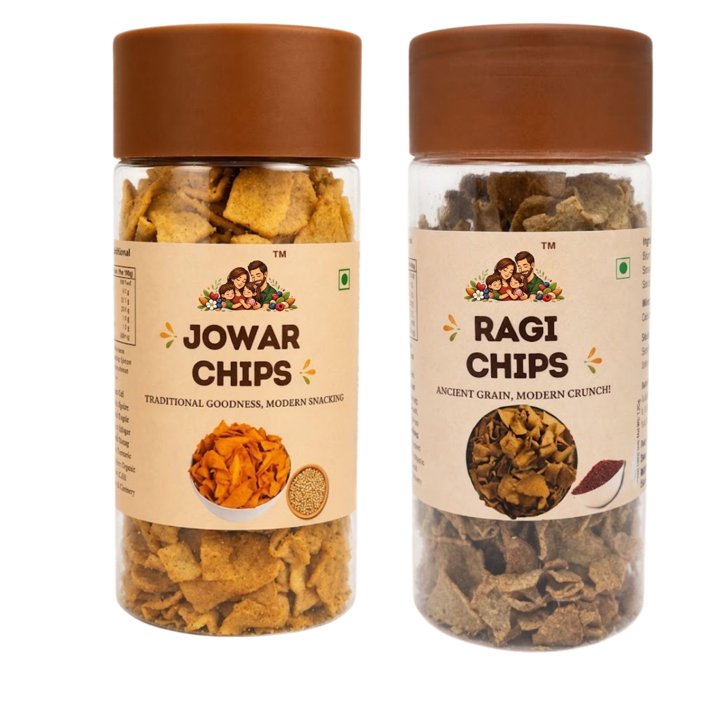 nutrimaa jowar & ragi chips combo | baked crispy millet snacks | healthy snack for kids & adults | no palm oil, msg or preservatives | 2 pack combo