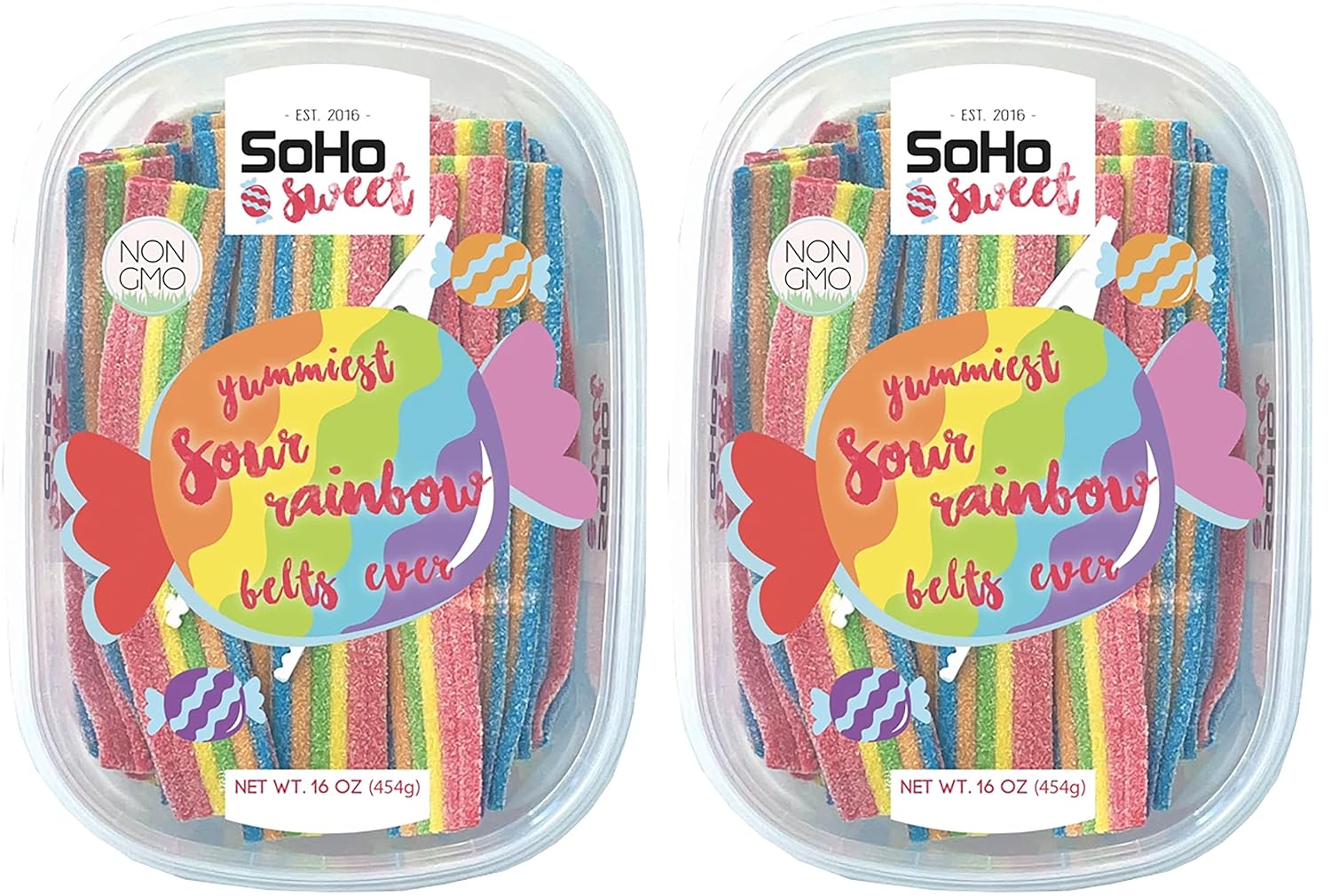 Soho Sweet Sour Belts NonGMO Candy Belts Sour Rainbow