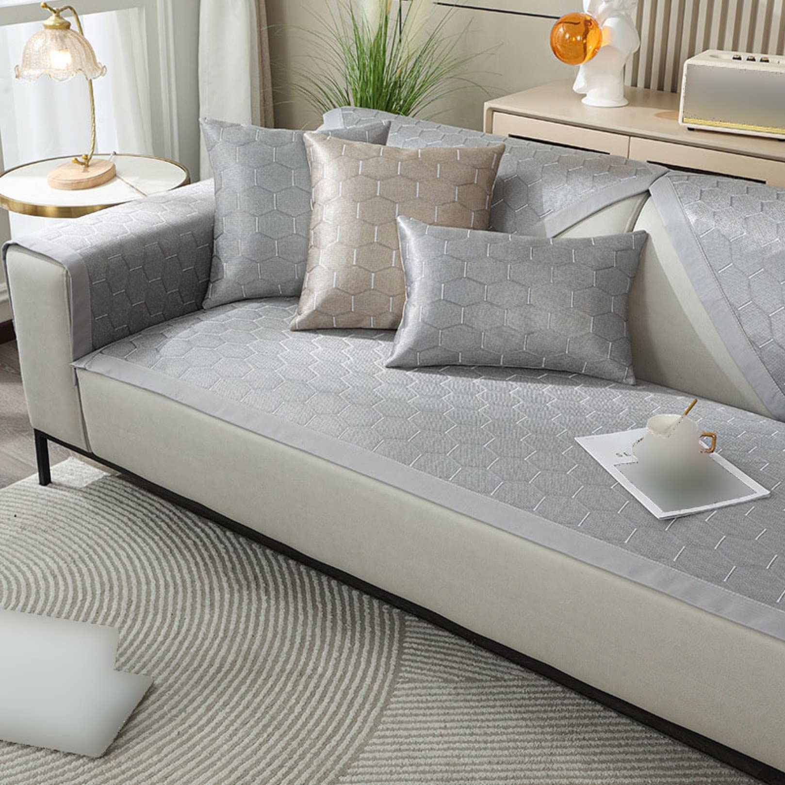 Amazon｜ソファー カラー 夏用 多機能 グレー ソファーカバー滑り止め