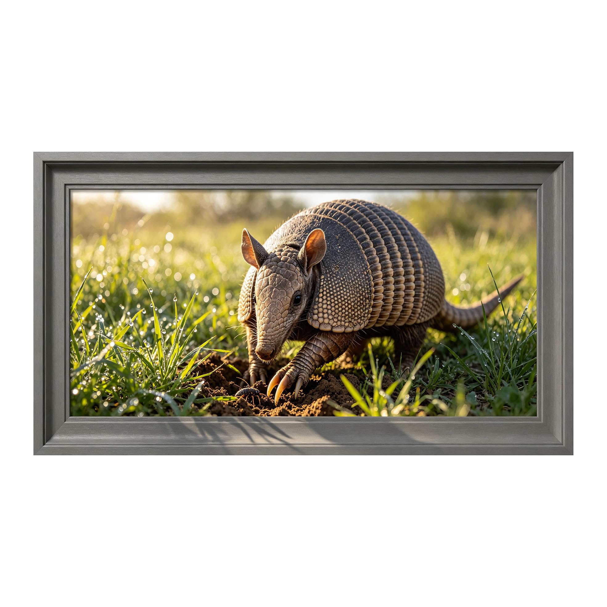 Yzpallescene 3D Framed Wall Art 50cm×100cm Armadillo Wildlife Nature Realistic Photography Large Size SelfAdhesive Removable Wall Decor Prints Artwork for Living Room Bedroom Office