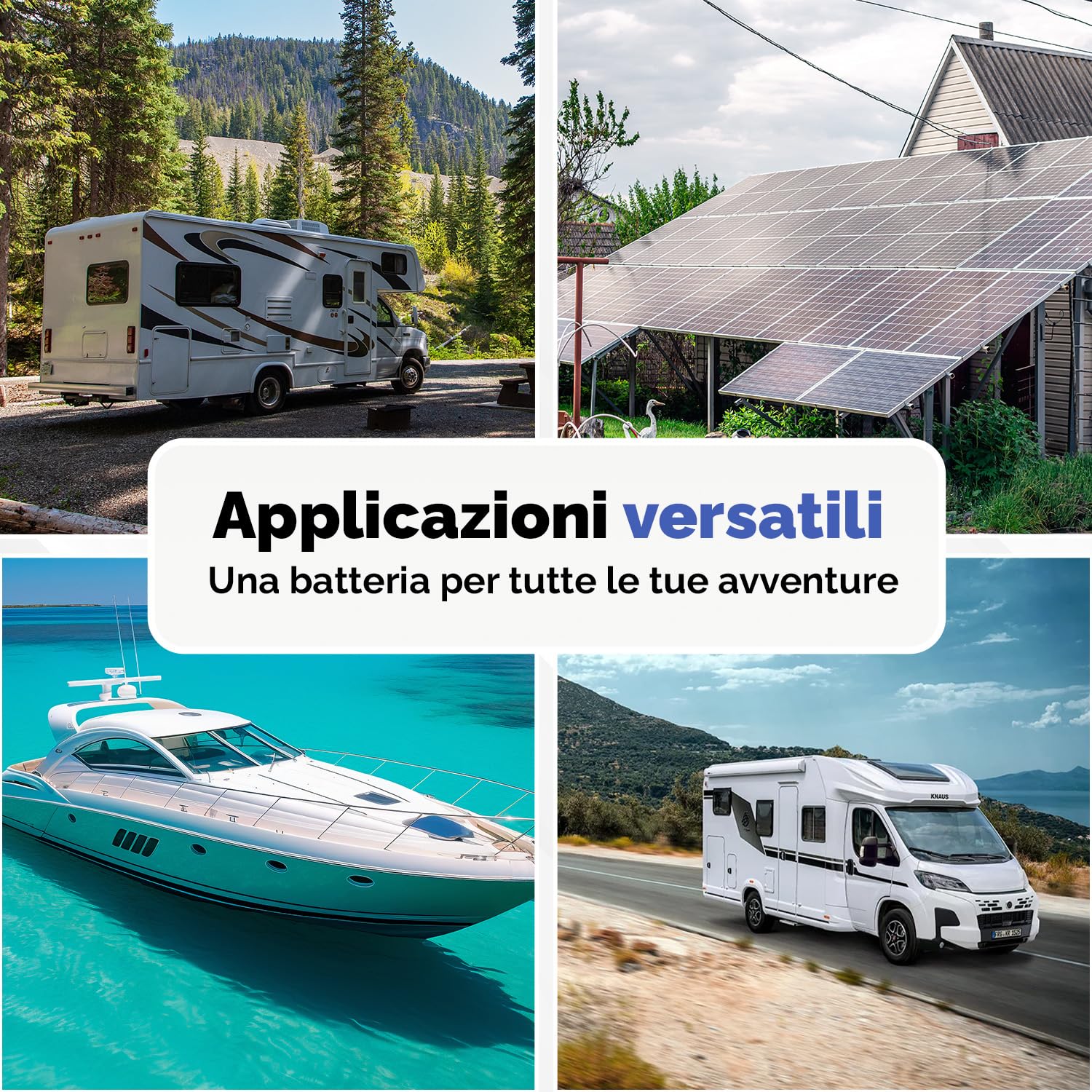 Batteria AGM Caravan 12V 100Ah deep cycle sigillata 278x175x190mm