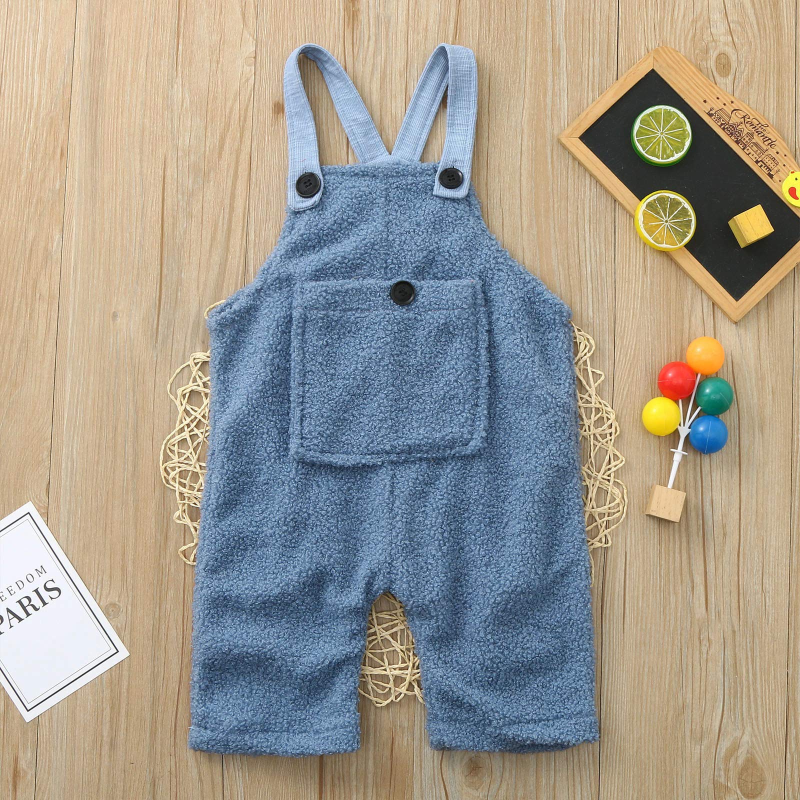Mono de franela para bebé, niña/niño, mezcla de algodón, peto de peluche con botones, unisex, pantalón de invierno con tirantes