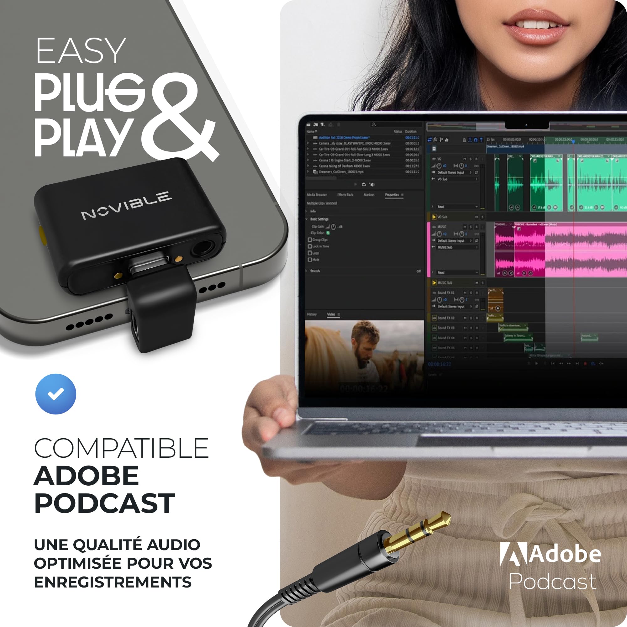 Micro Cravate sans Fil 2 Personnes pour iPhone, Android USB-C et Caméra, Mini Micro Lavalier 48 kHz/24 Bits, Boîtier de Charge 25 h, Réduction de Bruit, Interview, Vlog, Youtube/TikTok