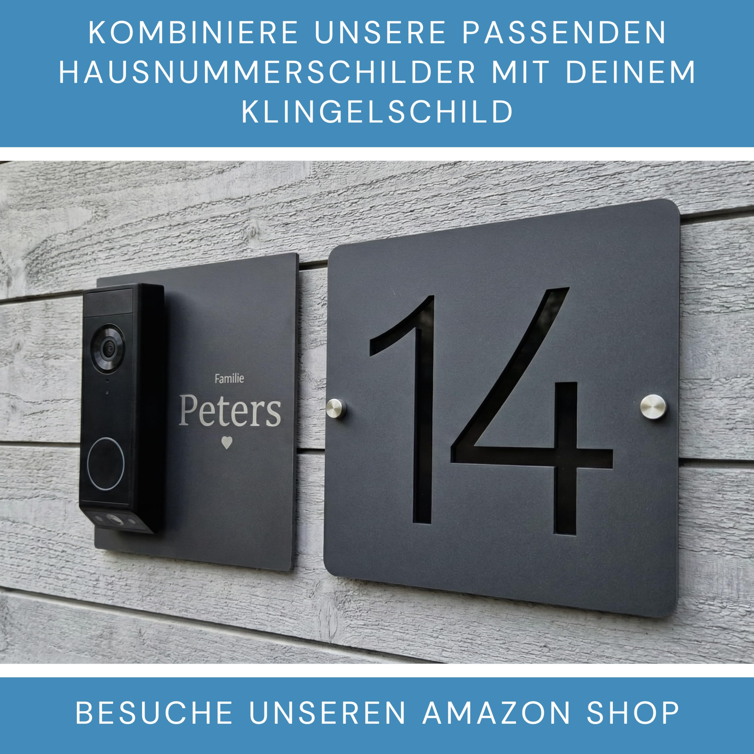LazerlichtCraft Klingelschild für Aqara Video-Türklingel G4 und G410 personalisiert – Acrylglas Blende mit Wunschgravur – Schwarz glänzend oder Anthrazit matt – Türklingel Zubehör