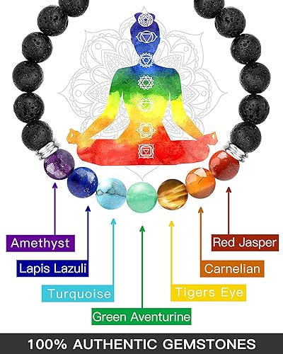 Miniatura 6 de Artículos para aliviar la ansiedad, pulseras de chakras, cristales y piedras curativas, 7 chakras de cristales curativos pulseras hechas a mano,