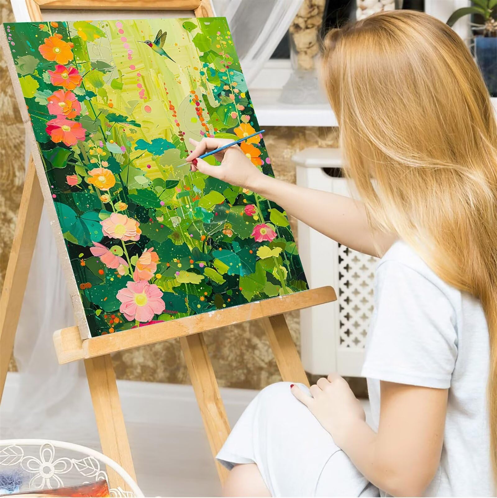 Kit Peinture Par Numéros Pour Adultes Et Enfants - Toile 40x50 Cm Avec Pinceaux Et Peintures Acryliques, Motif Chimpanzé, Lune, Tulipe Au Choix