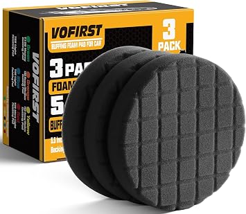 Black Light Cut Pad, 3Pcs Buffing Polishing Pads 6.5 Inch Face for 6 Inch 150mm Backing Plate Compound Buffing Sponge Pads for Car Buffer Polisher Compounding, Polishing and Waxing