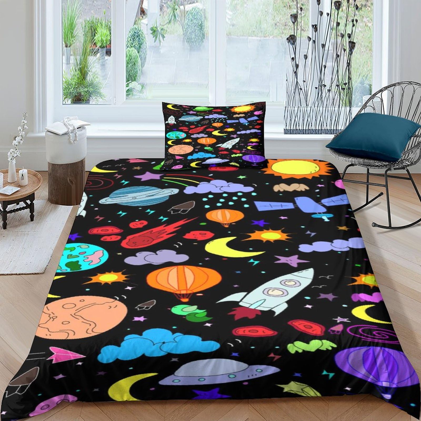 Parure de lit 3D microfibre Voie lactée de qualité supérieure pour lit une place