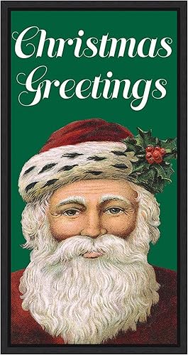 Amanti Art Framed Canvas Wall Art 27x14 Retro Santa Claus I by Alicia Longley, Framed Wall Art Canvas, Holidays Artwork, Modern Decor, Medium Poster
