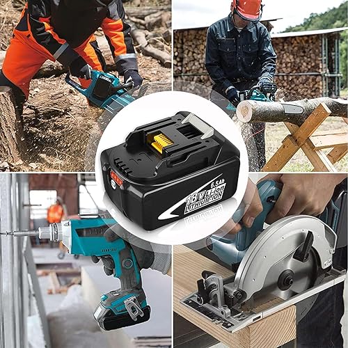 Miniatura 7 de 2 paquetes de repuesto de litio de 6.5 Ah para batería de 18 V compatible con batería de 18 voltios BL1860 BL1820 1830B 1840B 1850B