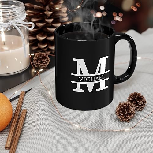 Miniatura 3 de Taza de café personalizada con monograma, letra inicial M personalizada para mujeres, hombres, niñas, niños, papás, mamás amigos, taza de café