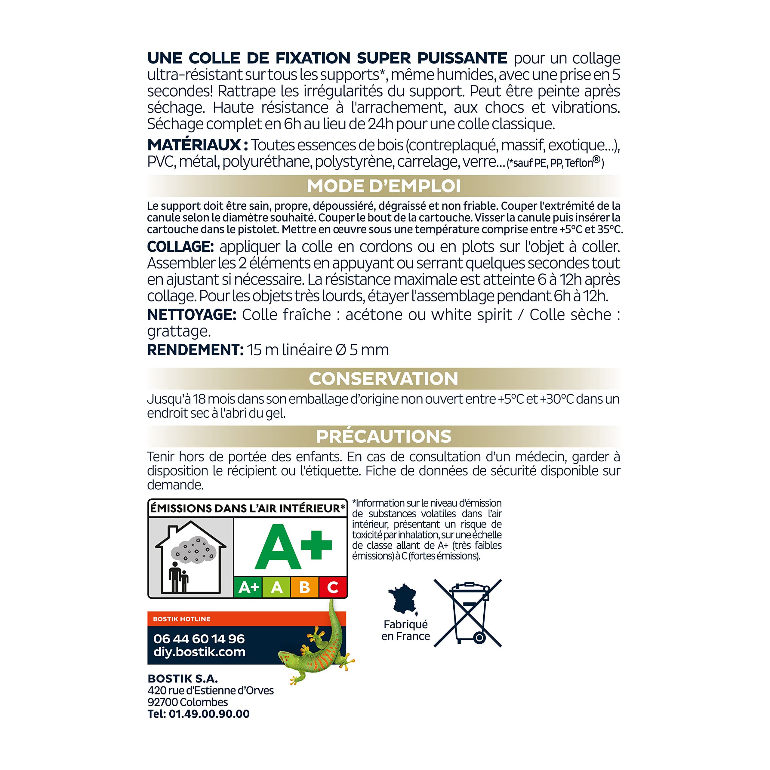 Bostik FIXPRO – Mastic Plinthes Tous Matériaux MSP 109 – Colle de Fixation Plinthes – Intérieur/Extérieur – Mastic Hybride Polymère – Prise Immédiate – Blanc – Cartouche 290 ml (Lot de 3)