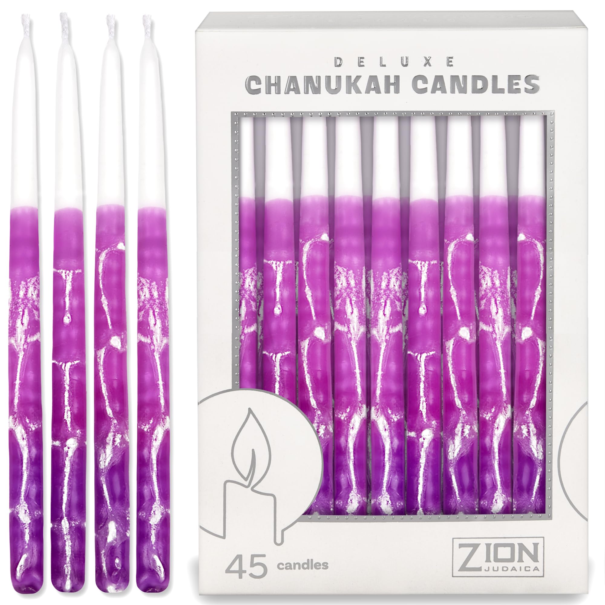 Bougies de Hanoucca fait main Zion œil violettes élégance de luxe