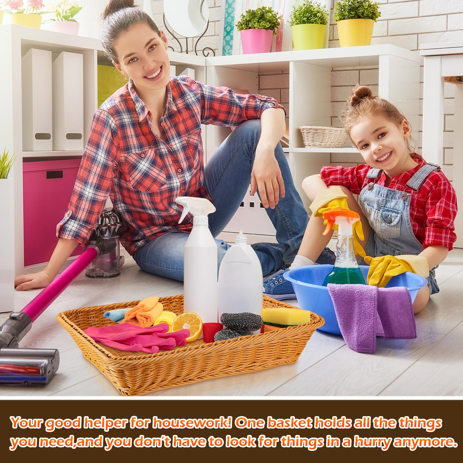 Tioncy 10 cestas de pan tejidas de mimbre de poliéster de imitación de ratán, cesta de frutas apilable, cestas rectangulares para servir alimentos, almacenamiento, cocina, restaurante, hogar, verduras
