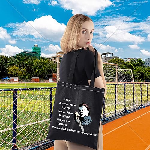 Miniatura 5 de LEVLO Michael Myers - Bolsa de maquillaje cosmética para fanáticos de la película de terror, regalo You'Re Braver Stronger Smarter Than You Think