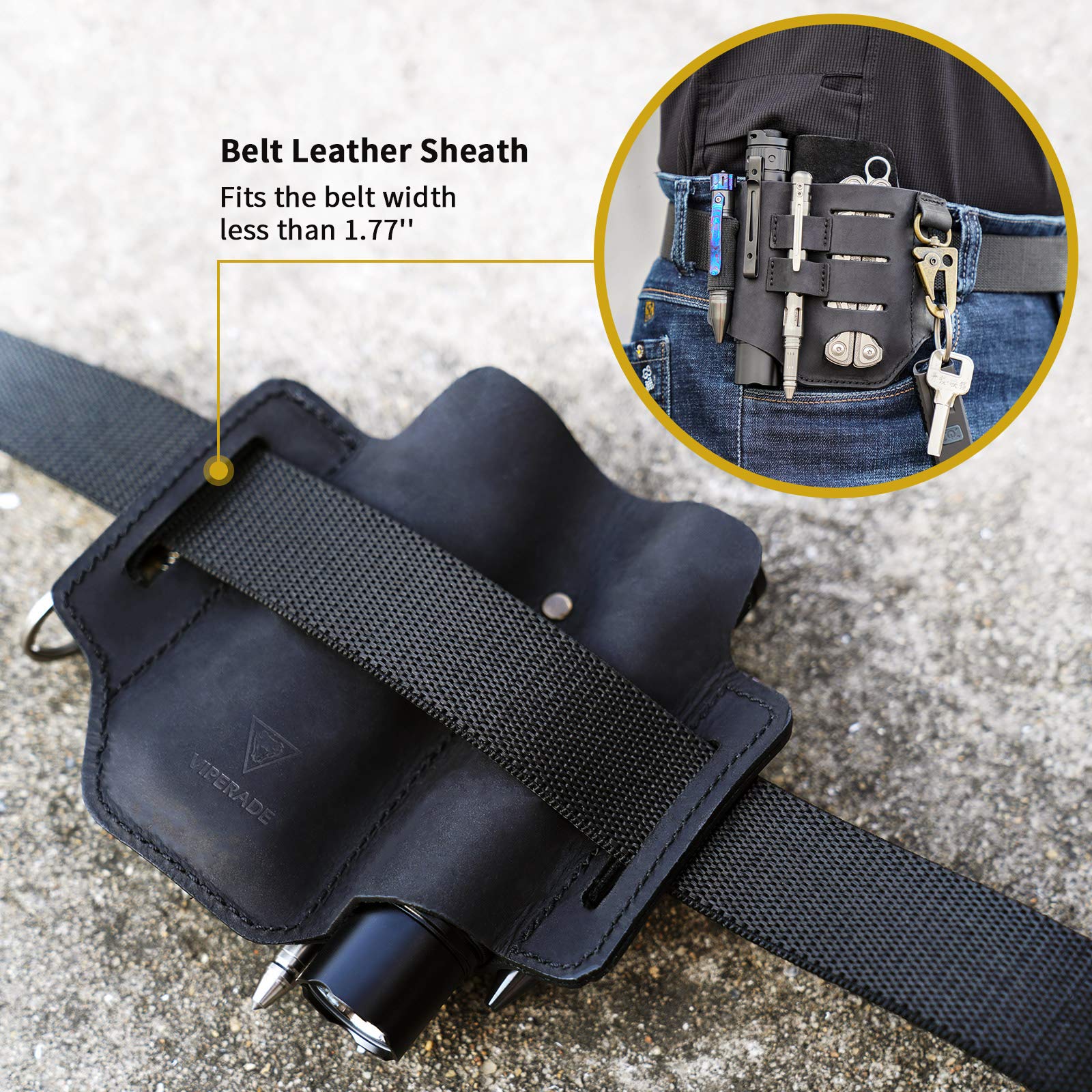 VIPERADE PJ16 Leather Sheath for Belt, Tool Leather Sheath for Knife