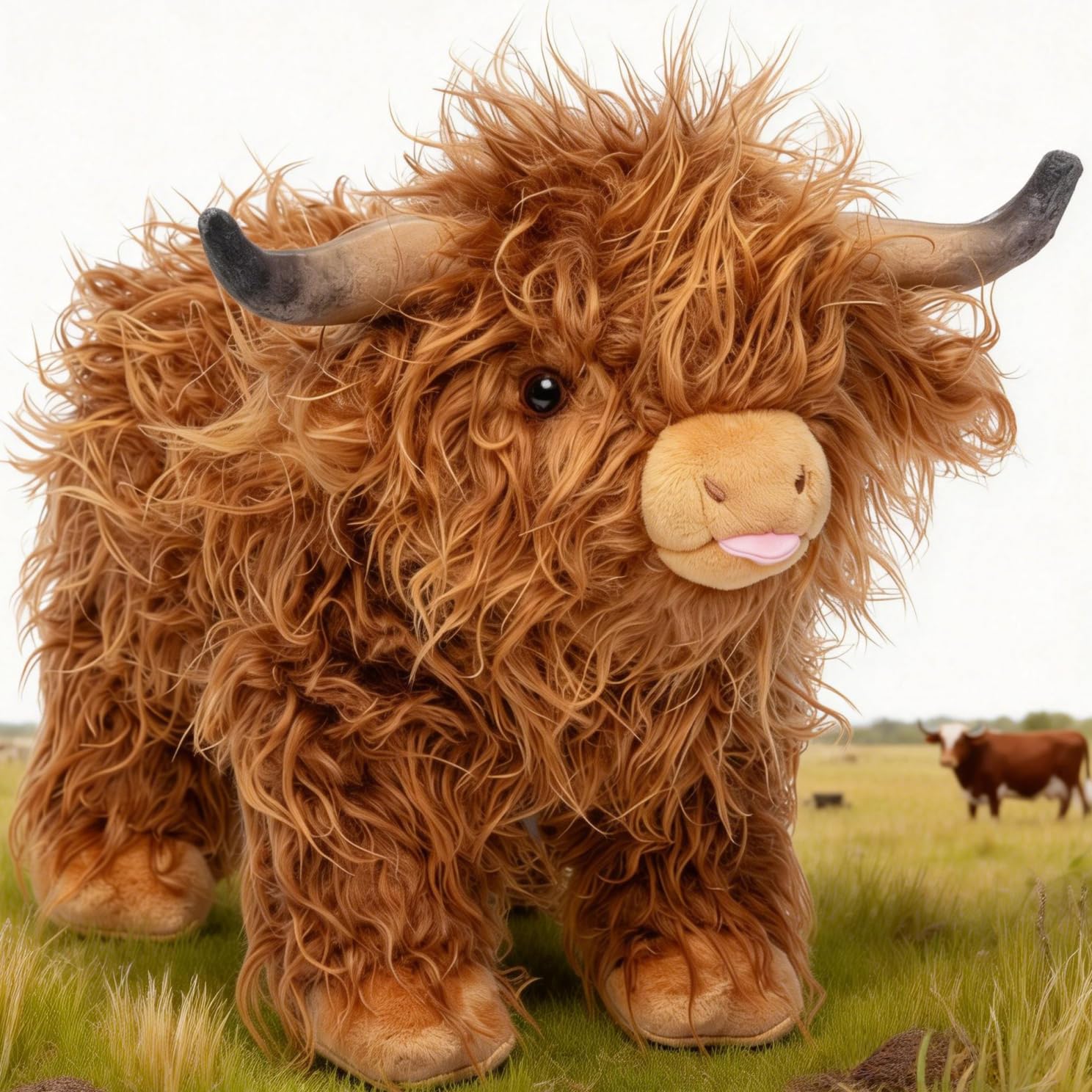 OUOZZZ Highland Cow Teddy – 40cm Highland Cow Plush for Kids & Adults，Cute Stuffed Animal Gift