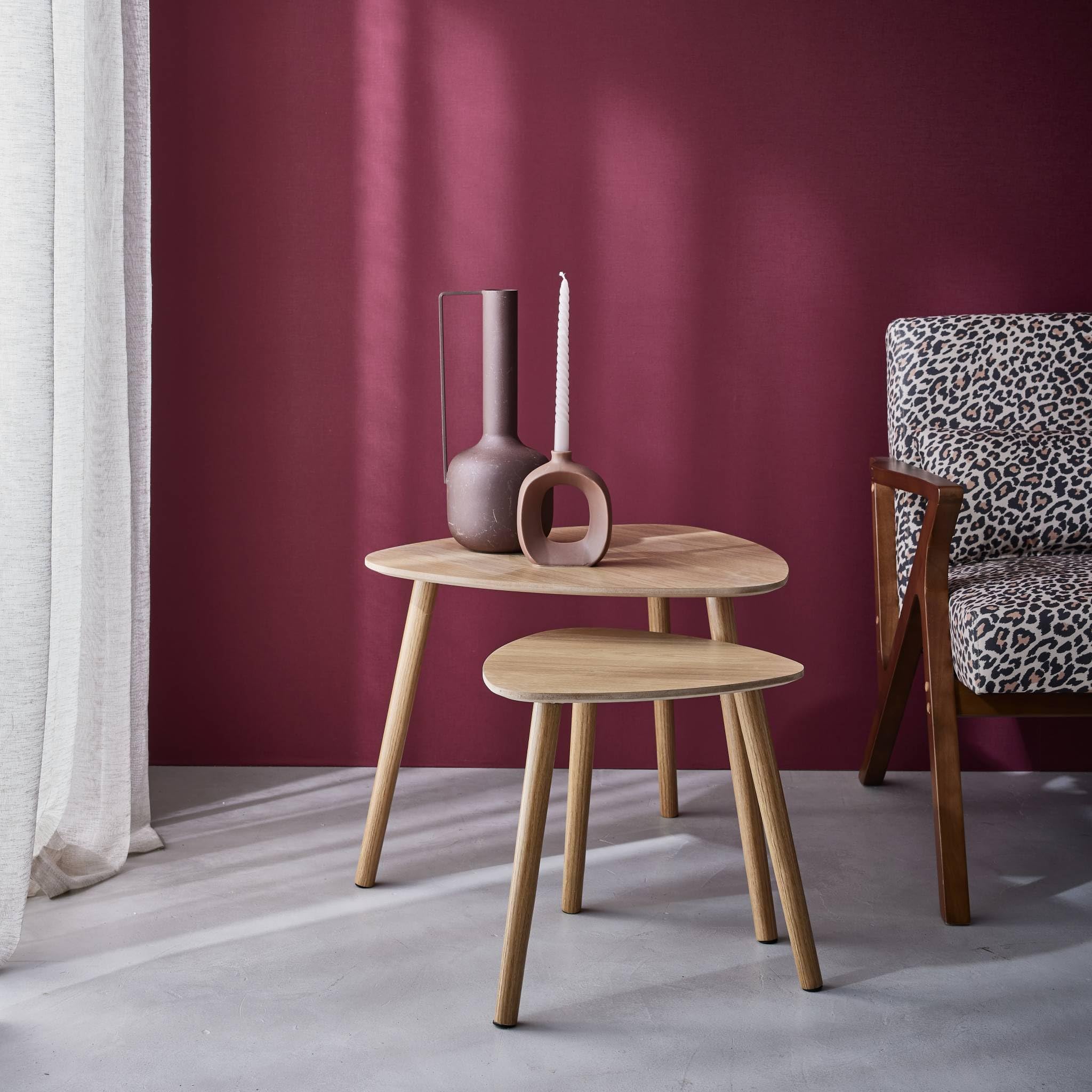 sweeek - Lot de 2 Tables gigognes Style scandinave en MDF décor Bois Coloris Naturel