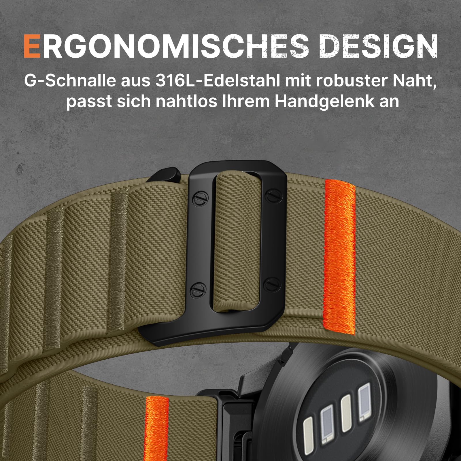 Bandletic Kompatibel mit Garmin Fenix 8 51mm/7X/6X/5X Armbänder aus Nylon - 26 mm Quick Fit Soft G-Hook Armband für Fenix 7X 6X Pro/5X Plus/3/3 HR/Instinct 2X Solar 3 50 mm/Enduro/Quatix/Tactix