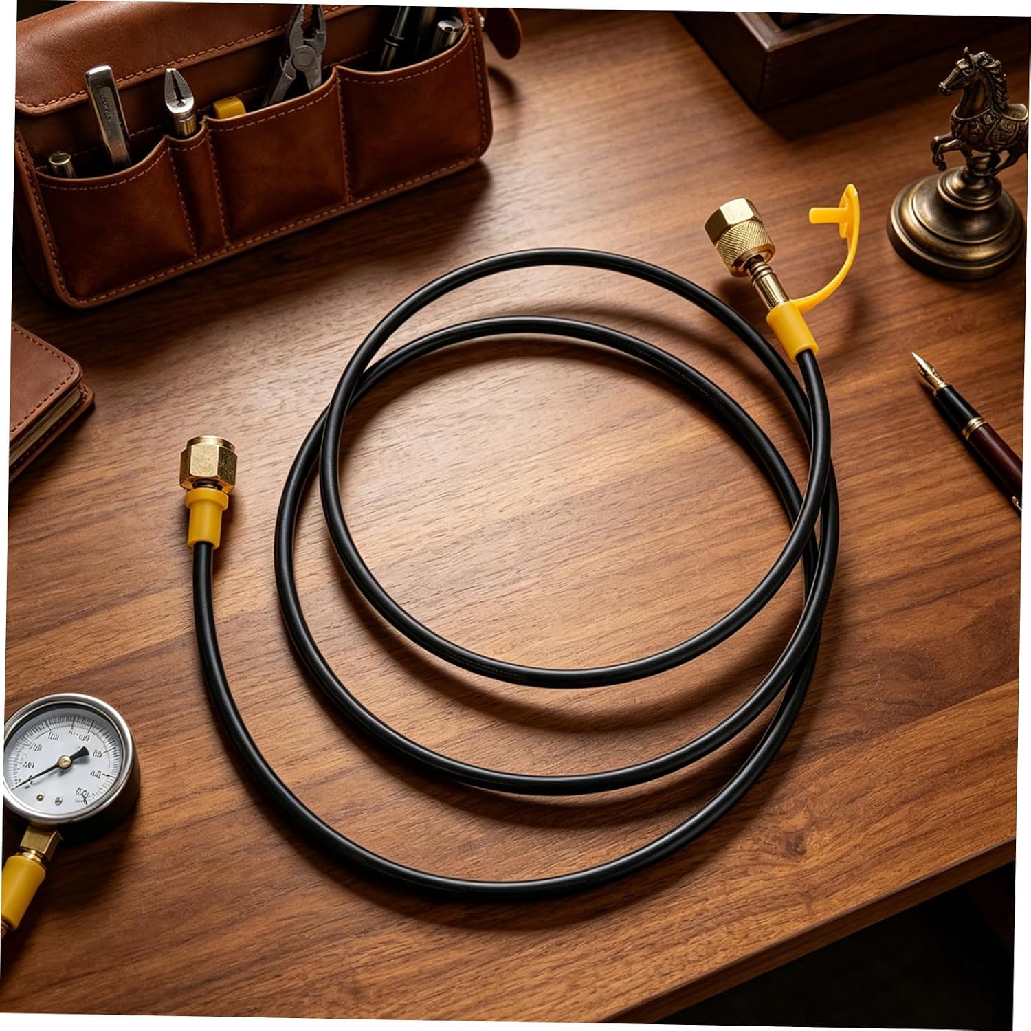 Gadpiparty Hydraulic Pressure Gauge Hose Pipe with Leak Prevention and Flexible Installation, Rubber and Steel Material, for Industrial Equipment and Production Environments