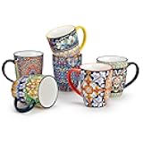 vancasso 12 oz Coffee Mugs Set of 6, Ceramic Mug with Handle, Boho Coffee Cups for Latte, Cappuccino & Hot Chocolate, Dishwasher & Microwave Safe Gift Set, Series SIMI