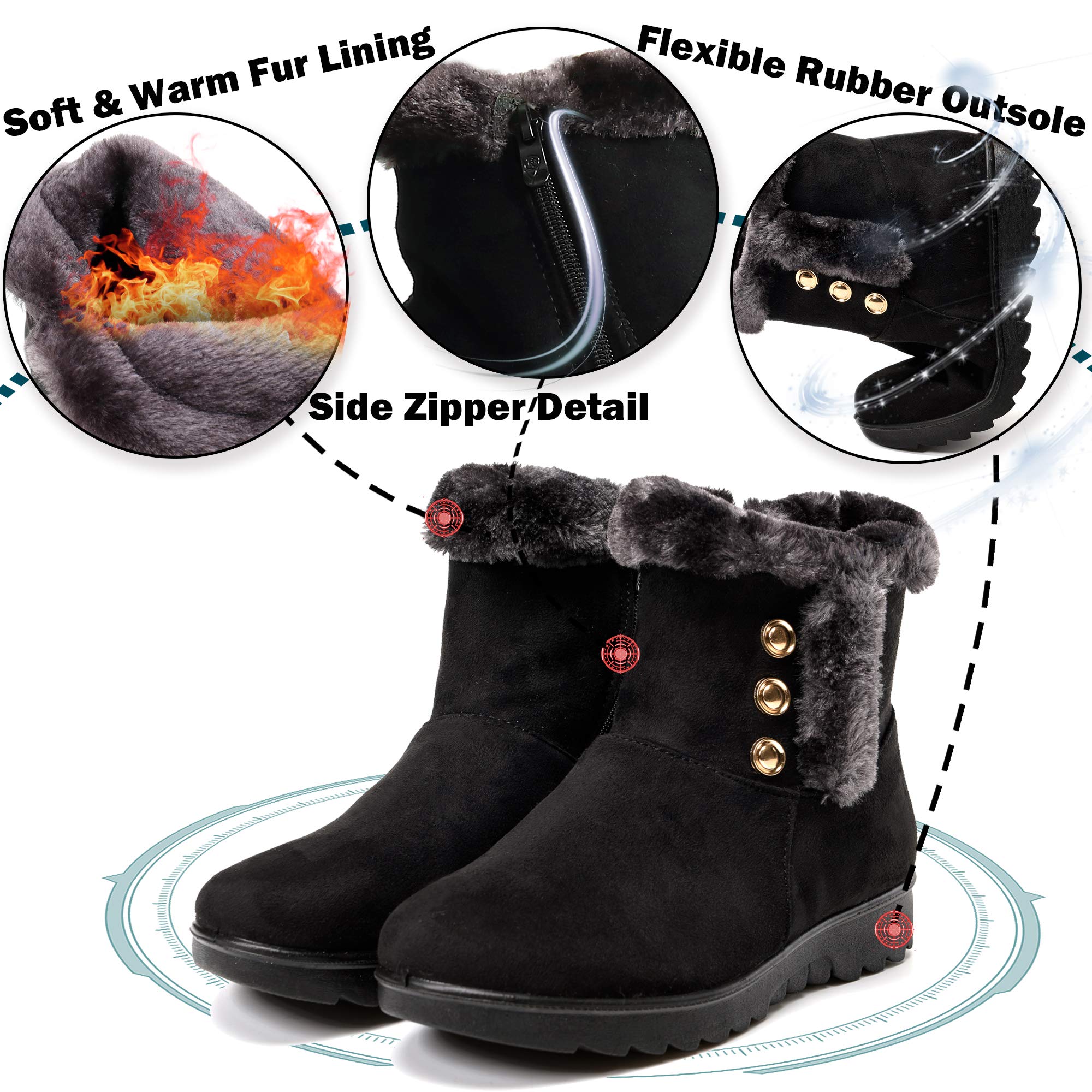 Vunavueya Stivali Donna Invernali Scarpe Stivaletti da Neve con Imbottitura Calda Stivali alla Caviglia Caldi Boots Scarpe 35-41.5
