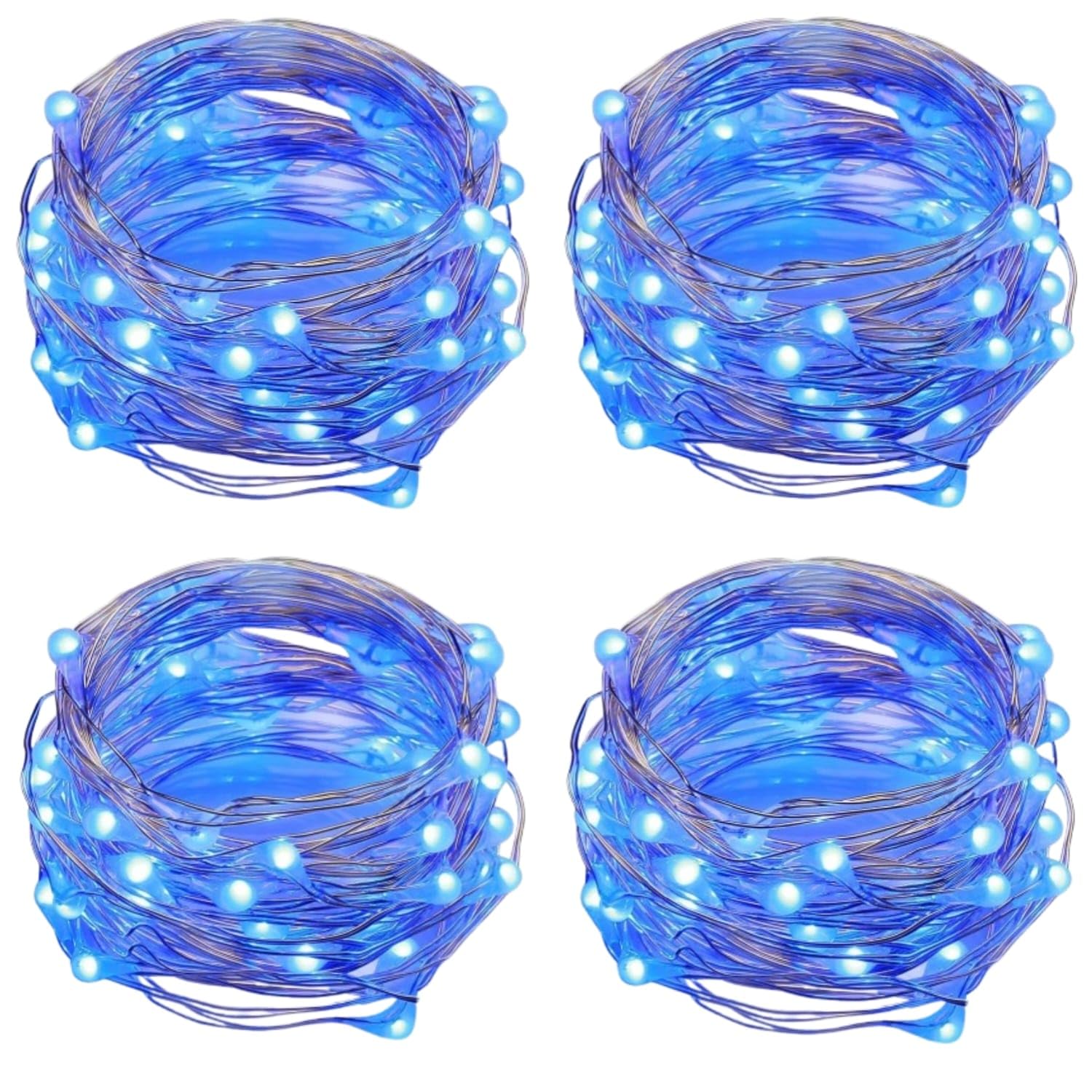 USB Powered Fairy LED Lights Indoor Decorative String Lights Waterproof Copper Wire Firefly Lights for Jars, Christmas Tree Decoration, Birthday Party and More Blue (5M/16 Ft. (Pack of 4))