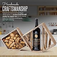 Vista 6 de Soporte para botellas de vino – Estante individual de madera de abedul rústico para botellas de vino con soporte de corcho, vitrina de madera