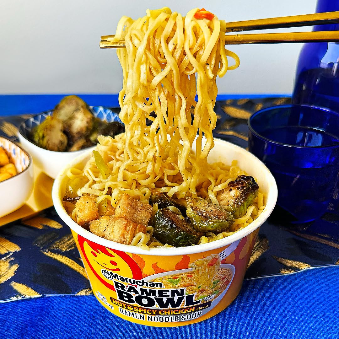 Maruchan Bowl Hot & Spicy Chicken, Microwaveable Ramen Soup Mix, 3.32 Oz, 6 Count