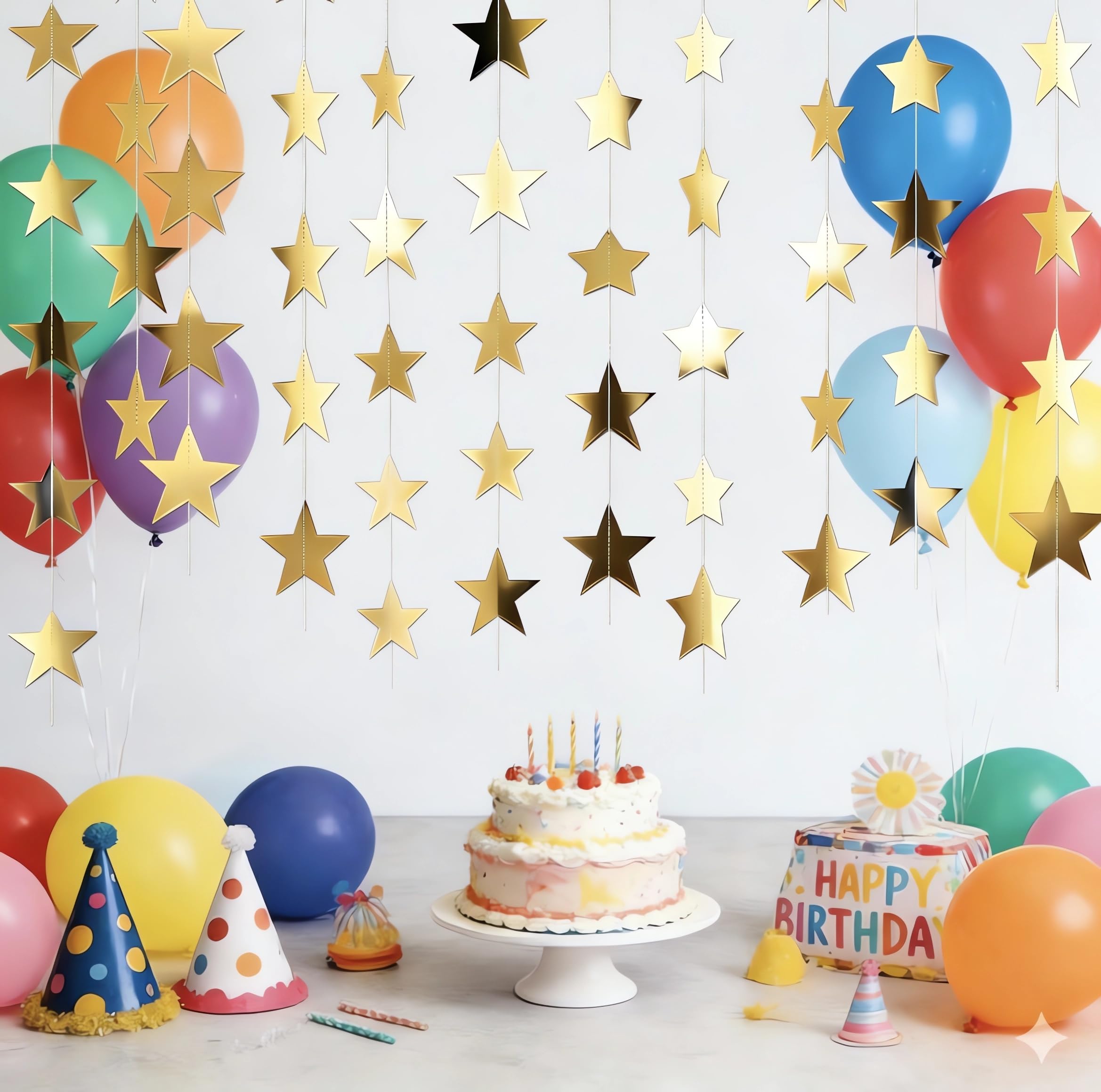 Gold Star Garland Banner - 7 Pack for Parties & Events -3